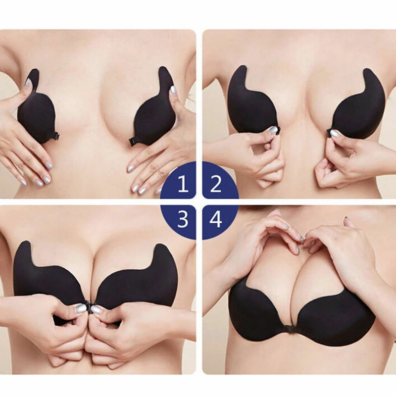 GENERICO Sosten Push Up Sin Espalda Invisible Sujetador Adhesivo Negro