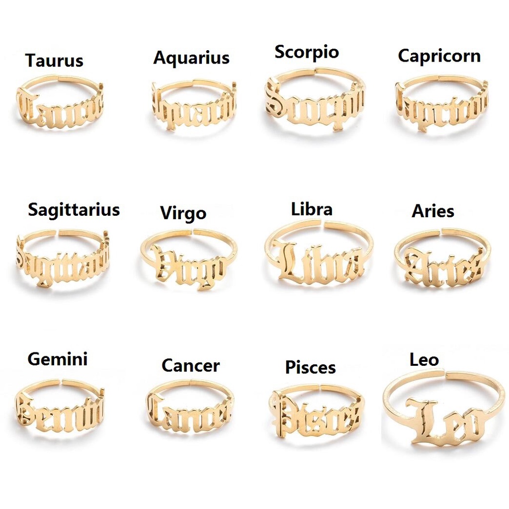 Personalizar Joyas Anillos Del Zodiaco Cancer Para Mujeres Hombres Astrologia Estrella Signo 12 Constelacion Anillo De Dedo Ingles Viejo Con Letra