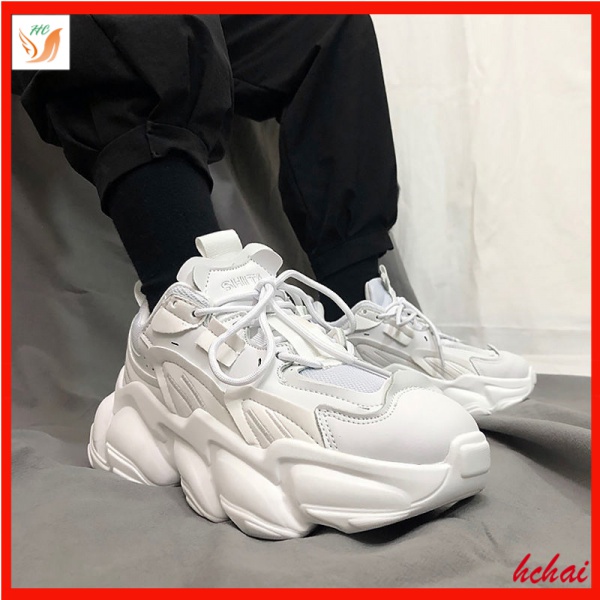 zapatos casuales de hombre blancas zapatillas deportivas hombre zapatos hombre  Zapatillas De deporte De estilo coreano para Hombre, zapatos De plataforma  con cordones blancos De talla grande, para correr, para otoño 