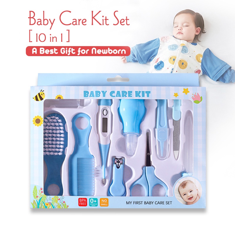  Kit de aseo para bebés, kit de aseo para bebés, cepillo de pelo  8 en 1, cortaúñas, limpiador de nariz, cepillo de dientes de dedos, tijeras  de uñas, kit de manicura