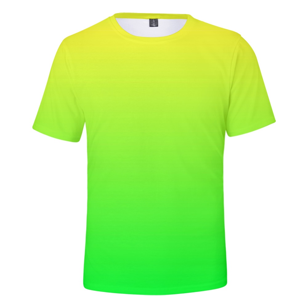 Camiseta De Neón Hombres/Mujeres Verano Verde Niño/Niña Color Sólido Tops  Arco Iris Streetwear Tee Colorido 三维 Impreso Niños Camisa