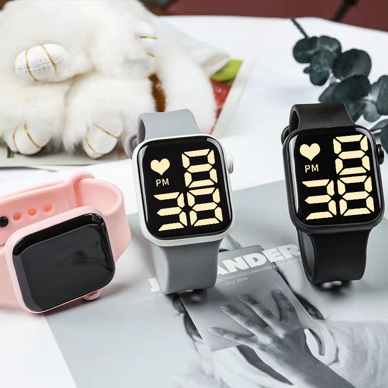 Nuevo Reloj Electr nico De Amor LED Cuadrado Impermeable Touch Pulsera Para Ni os