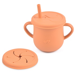 Vasos De Silicona Para Bebés Con Tapa Doble Taza De Alimentación Con Mango  Sippy BPA Gratis Niños Pequeños Aprendizaje De Paja Suave Tazas Vajilla