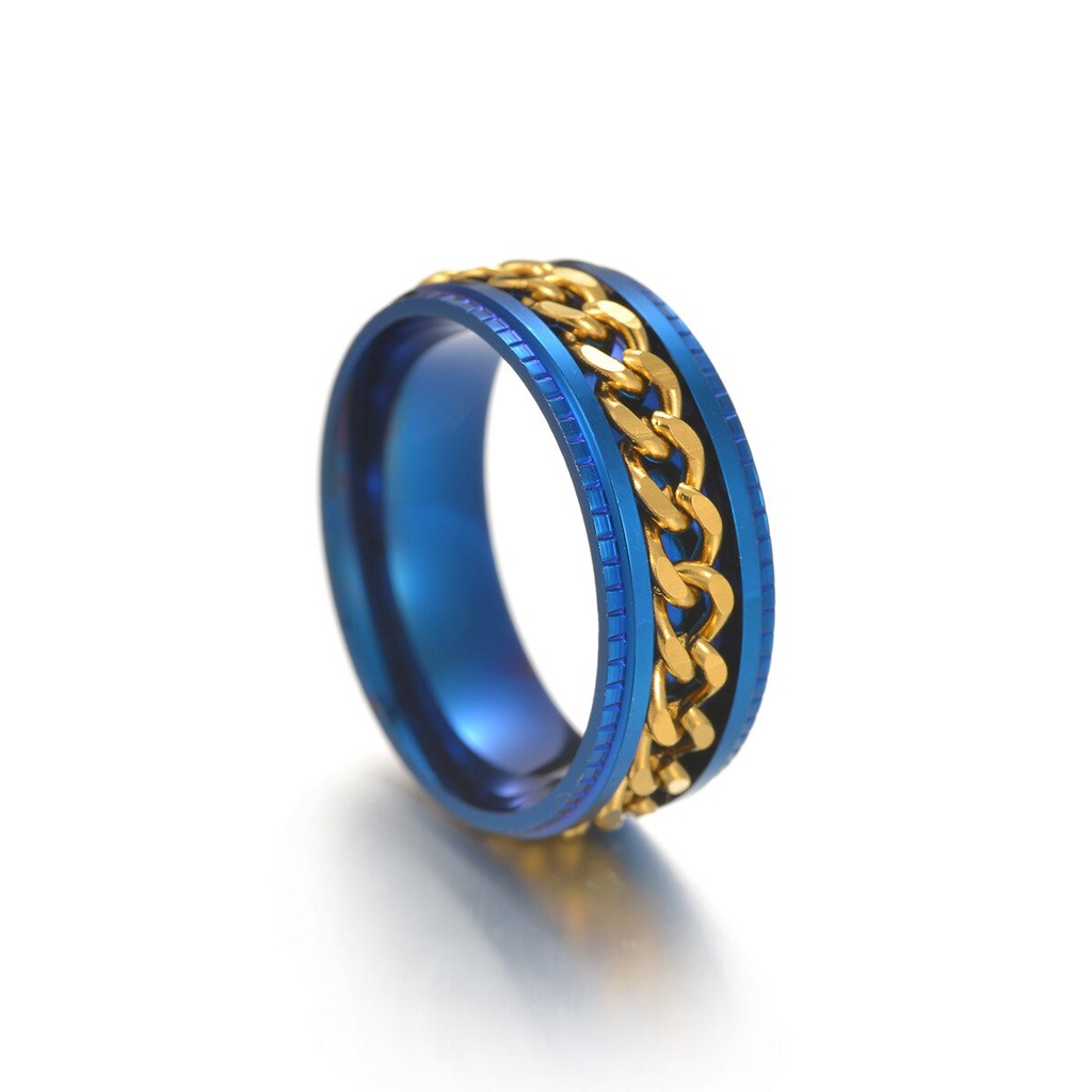 Anillo Antiestrés Giratorio Para Hombre - Acero Inoxidable, Diseño De Dados, Doble Círculo