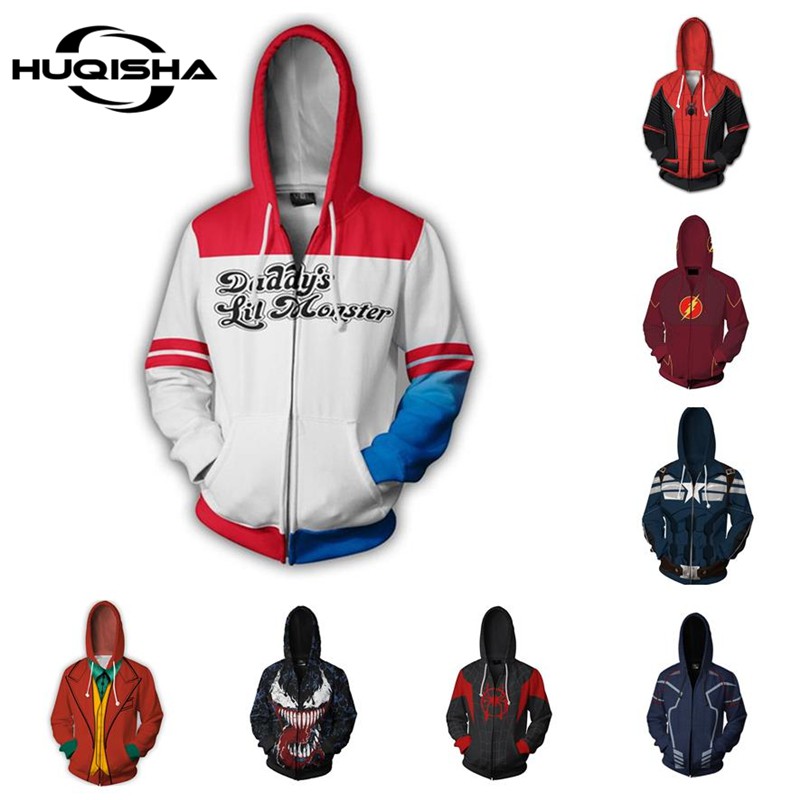 Nuevo 3D Harley Quinn Joker Venom Hombres Mujeres Sudaderas Con