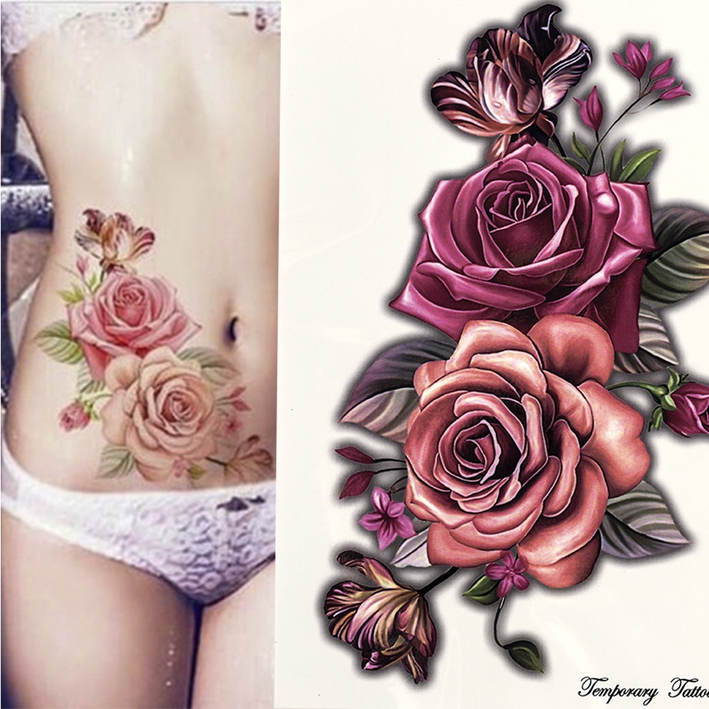 Pegatina Impermeable Tatuaje Falso Pierna Brazo Arte Todo El Cuerpo Tatuajes  Temporales Pegatinas Rosas Flores Hombro Mujeres Gran Flash En | Shopee  Colombia