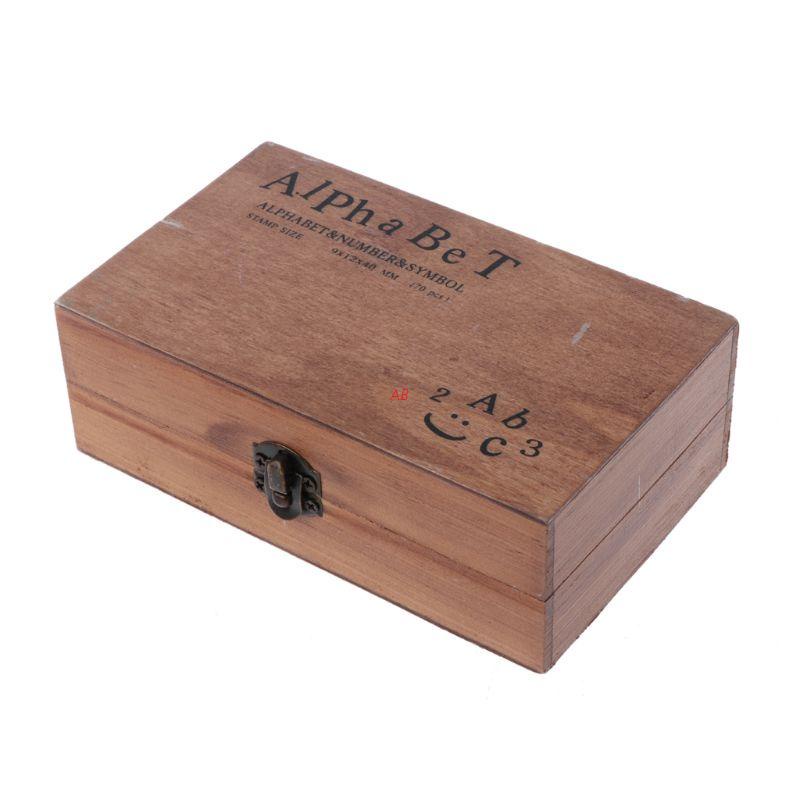 Juego de 70 sellos de goma de madera con letras del alfabeto y números de  bricolaje vintage con caja de madera