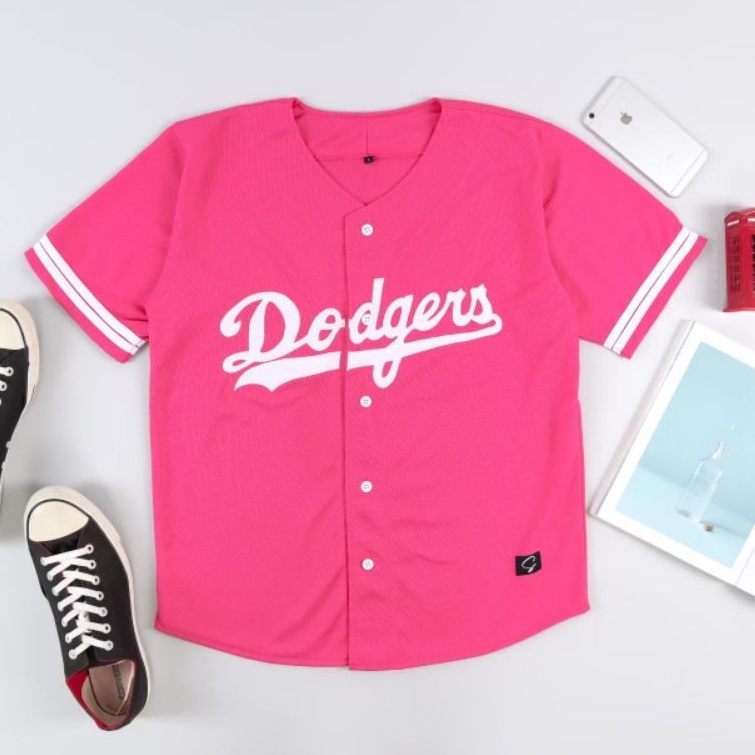 Íntimo acelerador fútbol americano Rosa Dodgers jersey de béisbol para hombres mujeres | Shopee Colombia