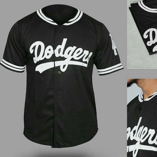 Camisa de béisbol dodgers negro