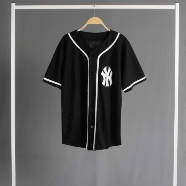 Camisa de béisbol Ny lista blanca negra