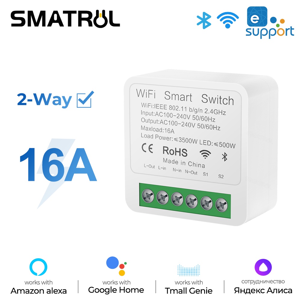 SMATRUL Tuya interruptor wifi Smart Life APP WiFi relé de voz controlador  de temporizador módulo Wifi+Bluetooth Dual Mode