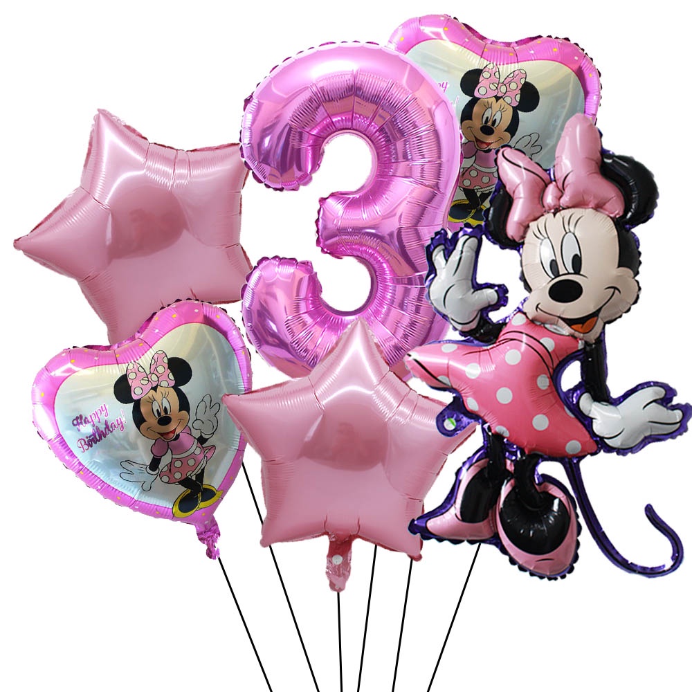 Decoraciones de fiesta de cumpleaños de mini ratón rosa, juego de  suministros de fiesta temática de Minnie para niñas con kit de guirnalda de  globos