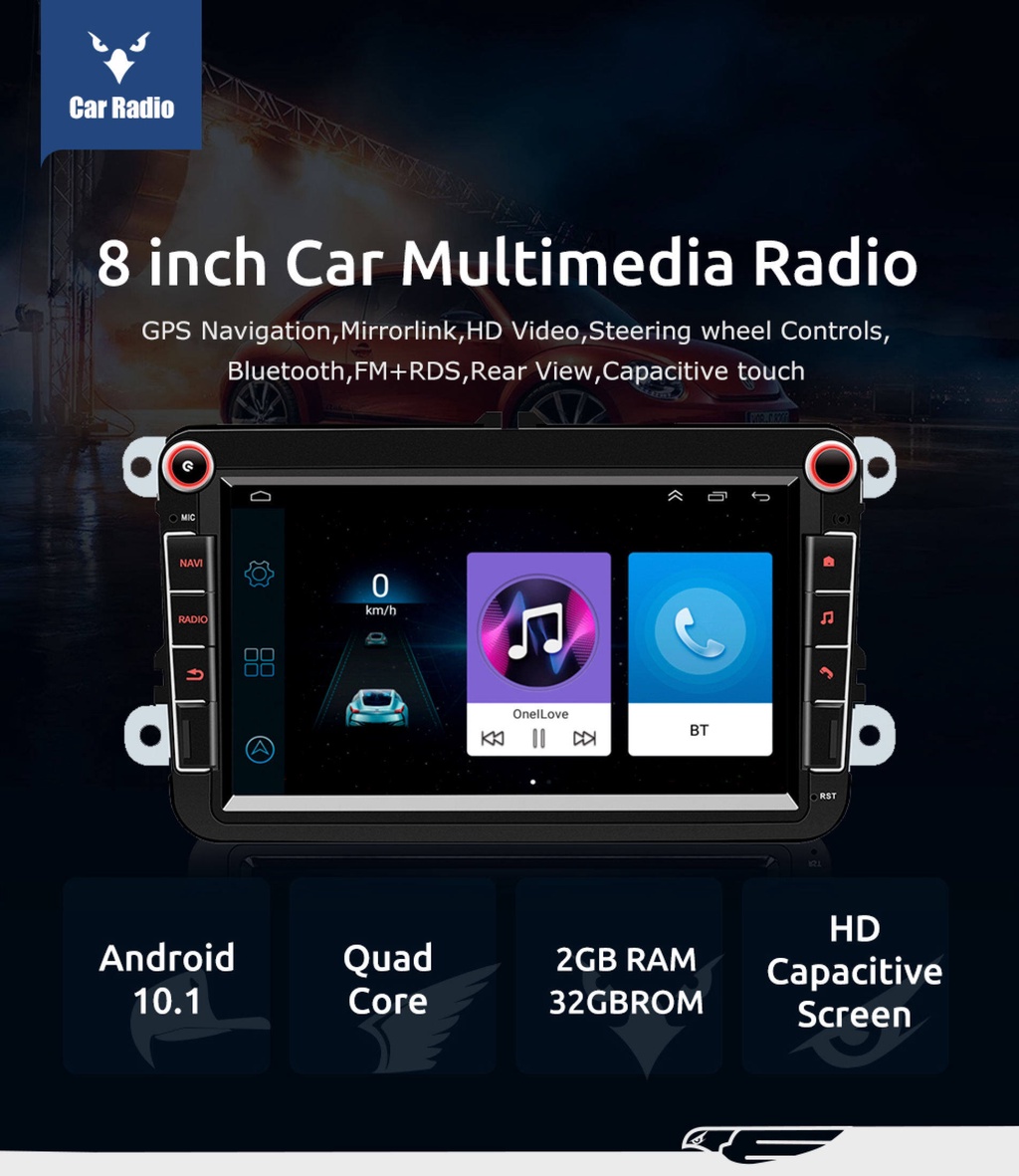 EKLEVA 8 Pulgadas Android Car Radio 2 Din Auto Estéreo Reproductor