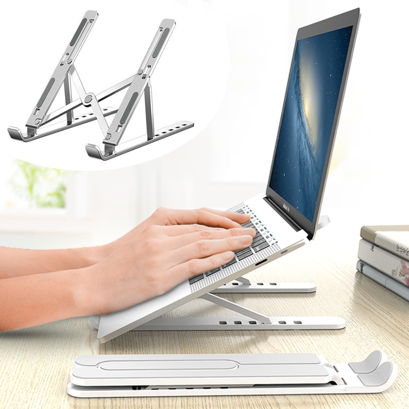 Soporte para computadora portátil para escritorio, elevador ajustable para  laptop ABS+soporte plegable de silicona para laptop portátil, soporte de