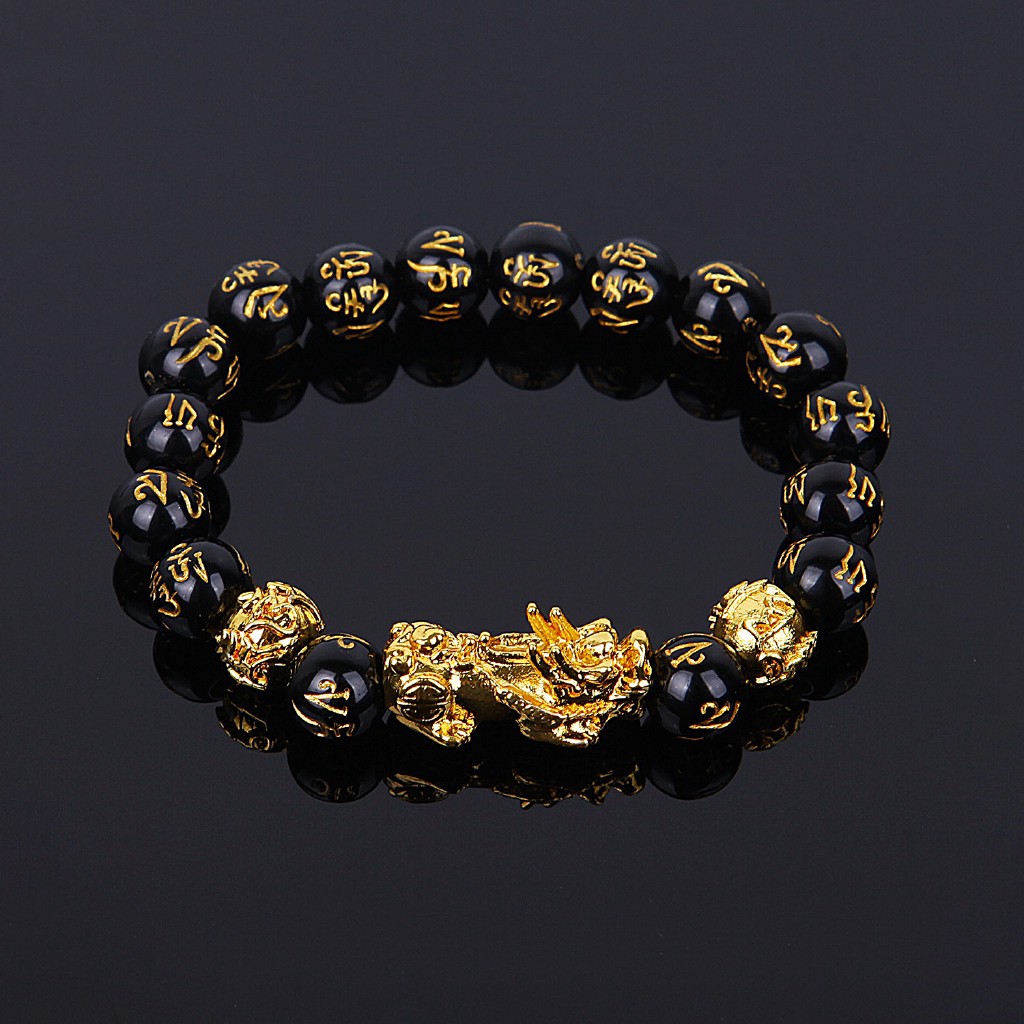 Feng Shui- Pulsera Pixiu De Obsidiana Negra Mantras Escritos | Meses