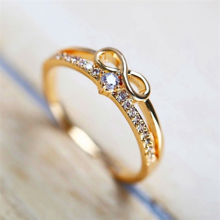 Anillo De Compromiso De Oro De 14 Quilates Con Forma De 8 Anillos De Moda Para Mujeres Joyeria Regalo Shopee Colombia