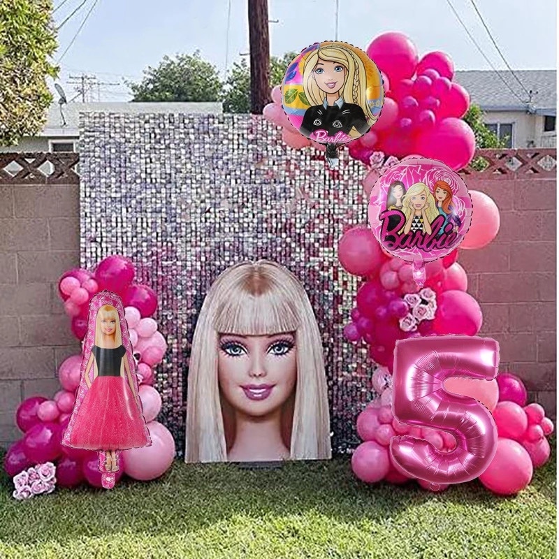 Set De Decoración Cumpleaños Barbie Niñas Globos
