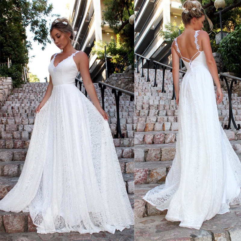 Vestido Blanco Elegantes Largos De Novia Para Fiesta Dama