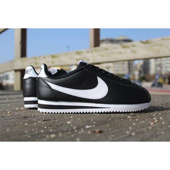 Zapatillas De Deporte Para Hombre De Primera Calidad Nike Cortez Classic Cuero Negro Blanco