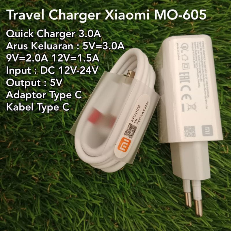 CARGADOR XIAOMI 18W CARGA RAPIDA (MDY-10-EC ) CABLE USB-C BLANCO