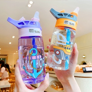 Botellas de agua con pajita para niños vaso portátil a prueba de derrames  alimentación creativa de dibujos animados con pajitas - AliExpress