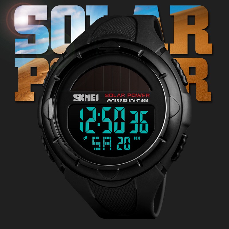 SKMEI-relojes deportivos con energía SOLAR para hombre, pulsera Digital LED  de cuarzo, resistente al agua hasta 5atm, estilo militar - AliExpress