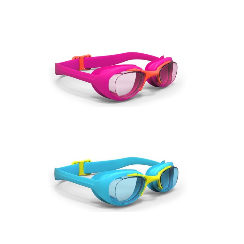 Gafas de natación para niñas niños principiantes básico 100xbase Nabaiji  Decathlon talla S rosa Coral azul impermeable Anti niebla Anti UV natación  niño niña azul rosa natación gafas