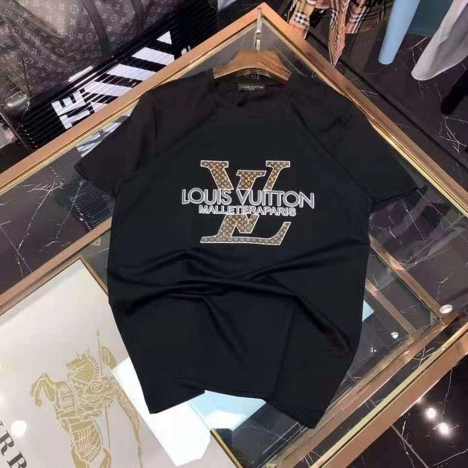 Camiseta Louis Vuitton LV Bordada Negra Para Hombre Talla XXL 