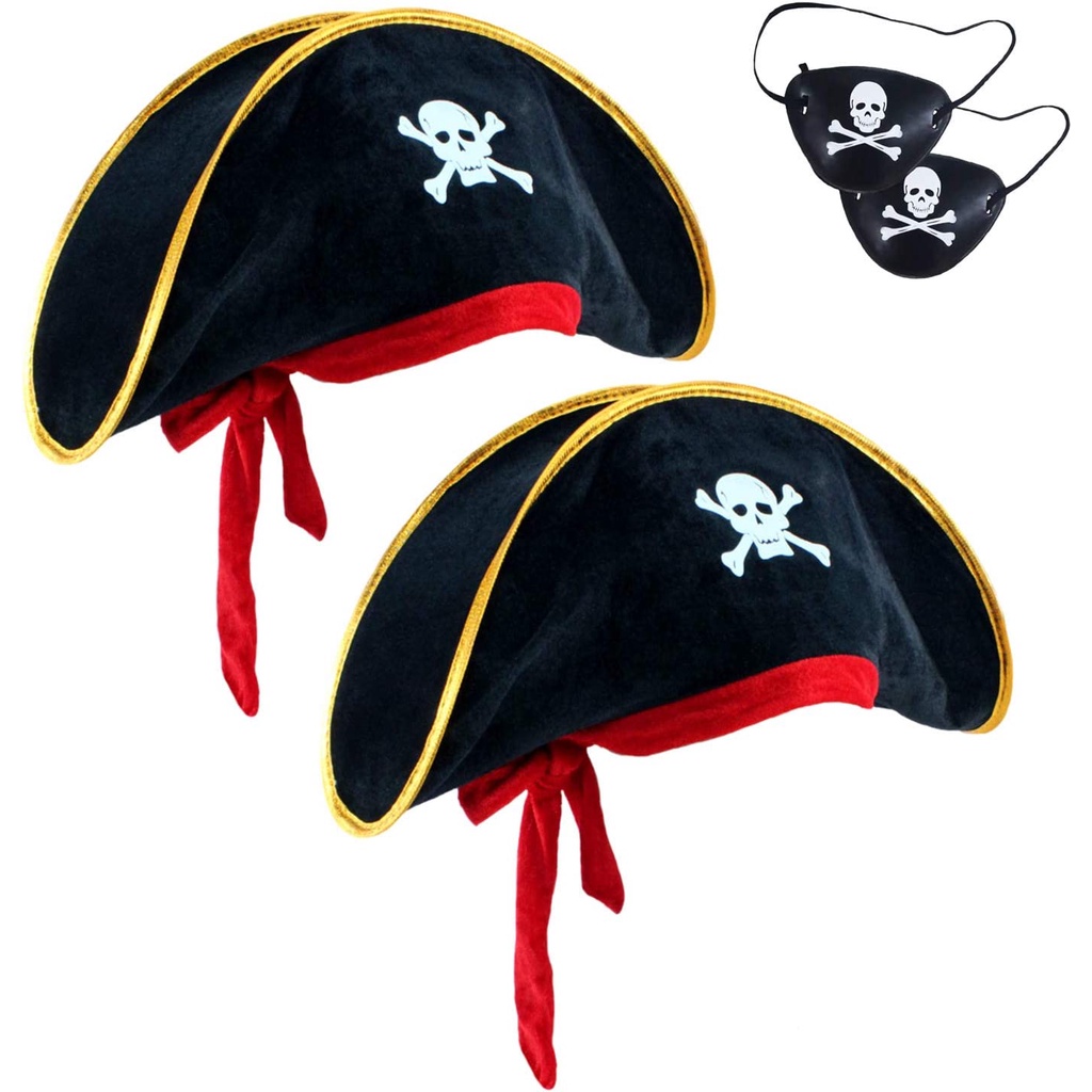 2 Juego De Sombrero Pirata Con Estampado De Calavera Gorra De Disfraz De  Accesorios Divertidos Para Fiestas