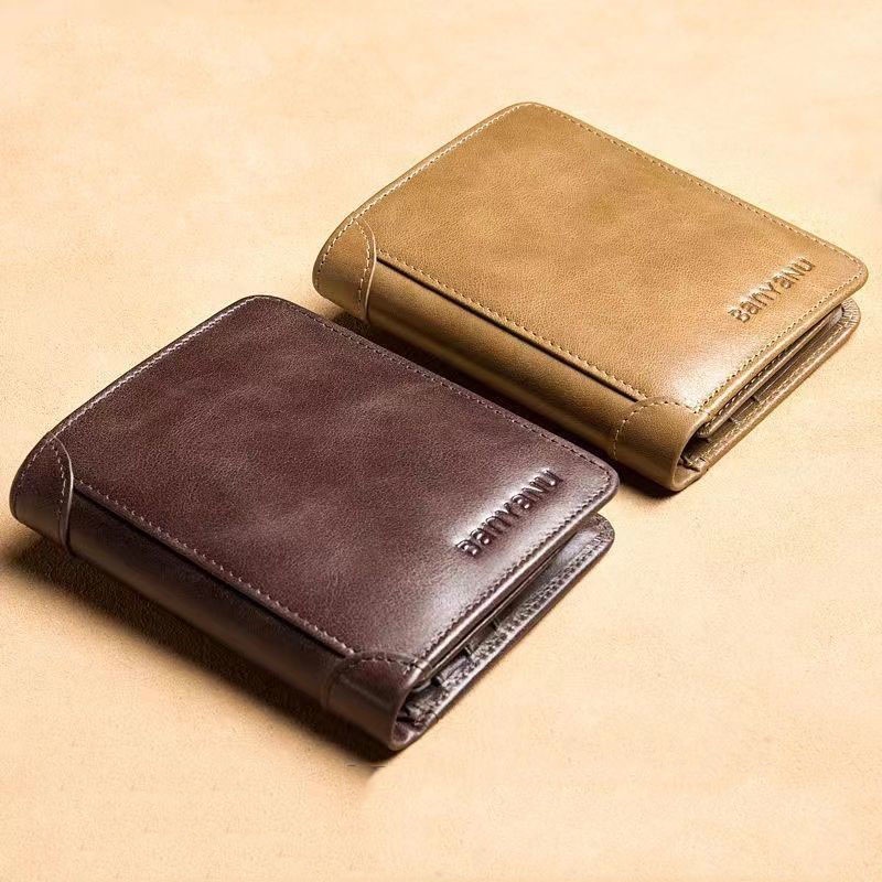 Monedero Hombre Cartera De Cuero Para Hombre Con RFID 10 Ranuras