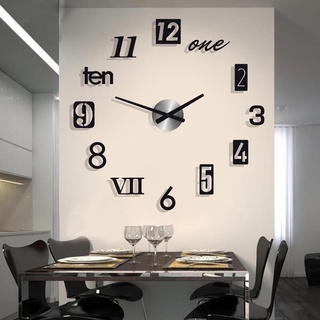 Reloj de pared 3D DIY sin marco, números romanos, espejo de superficie,  adhesivo de pared, decoración del hogar, decoración extraíble para el  hogar
