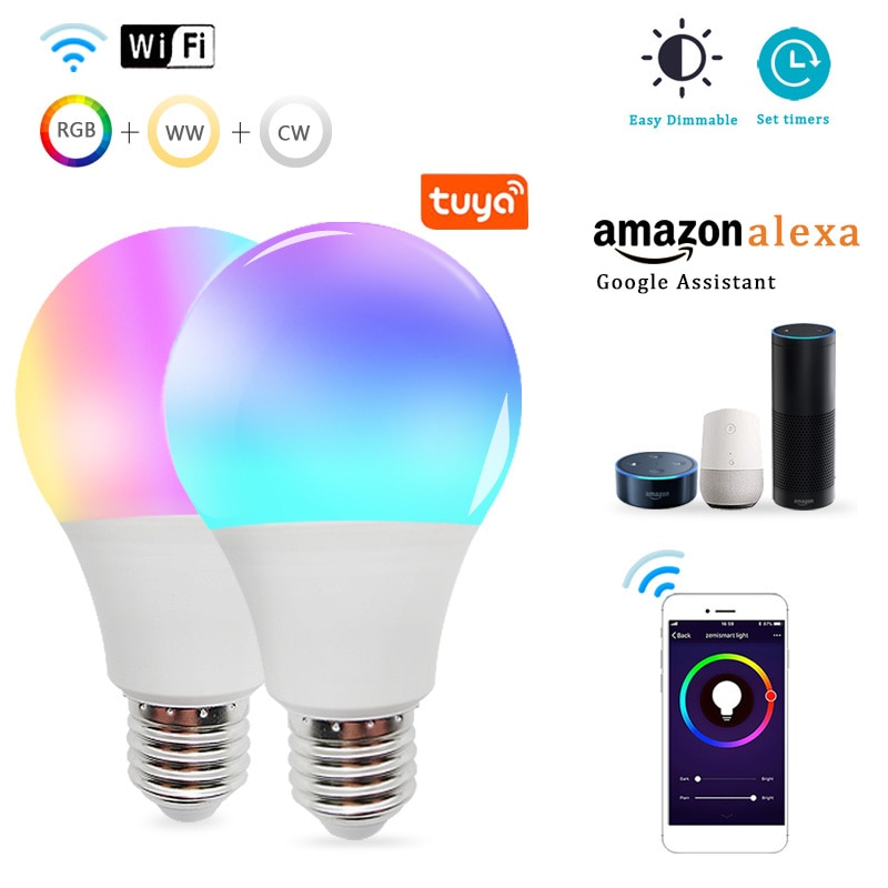 Tuya 12W RGBCW Smart Wi-Fi Led Lámpara de Mesa con Alexa Google