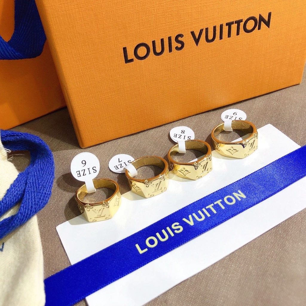 Louis Vuitton Anillo Para Las Mujeres Fresco Simple Estilo Coreano Letra LV  Anillos De Dedo Pareja Versátil Creativo Oro Plata 925 Cincin Accesorios De  Joyería
