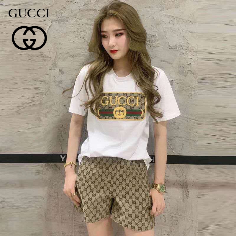 Top Pantalones Traje GUCCI Moda Ocio Impreso Logotipo De