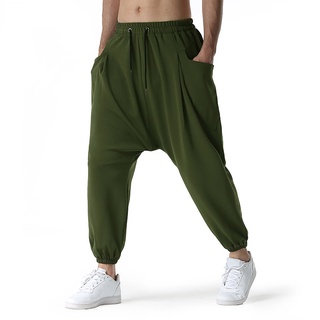 Pantalones deportivos de mezclilla con entrepierna caída, para hombre