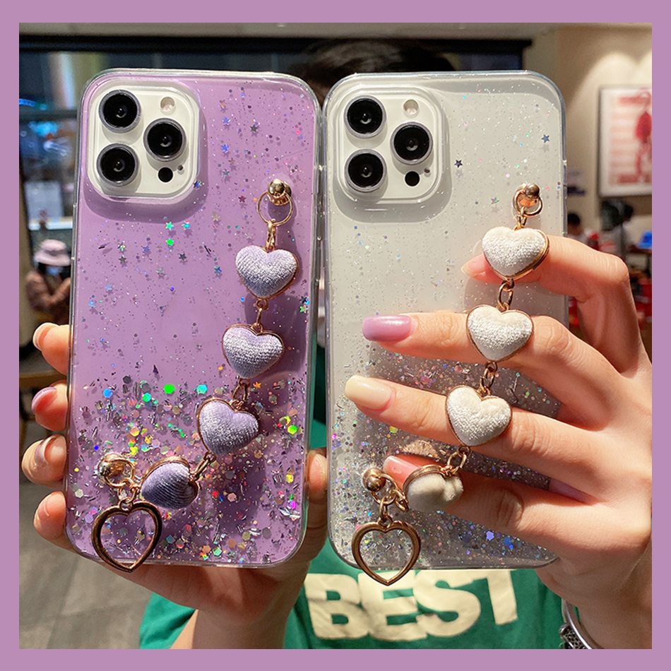 Funda para Huawei P30 Lite Rosa, Huawei P30 Lite, funda transparente con  brillantina, de silicona antiarañazos (Huawei P30 Lite, morado)