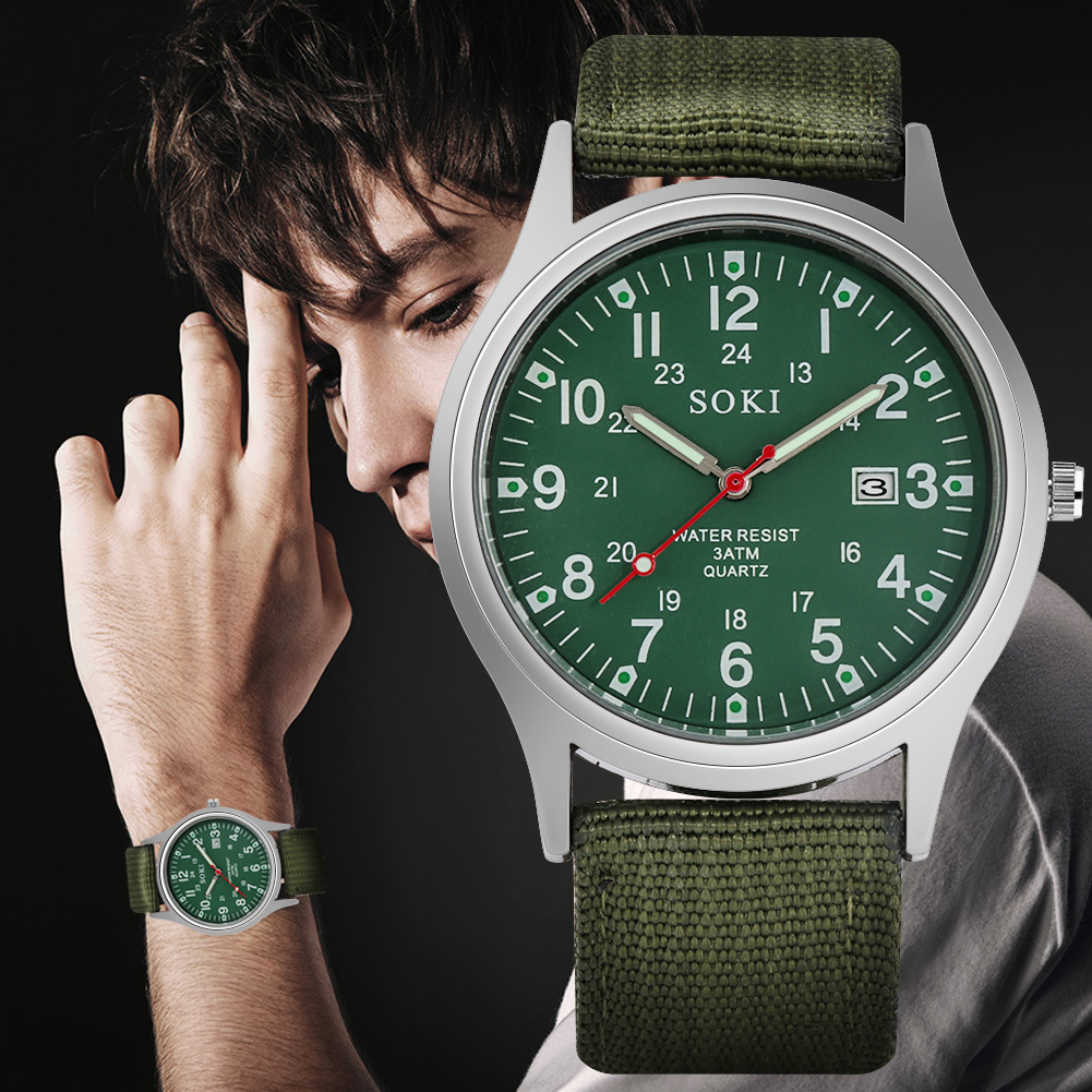 Hombres Impermeable Reloj Casual Alta Calidad Cintur n De Lona