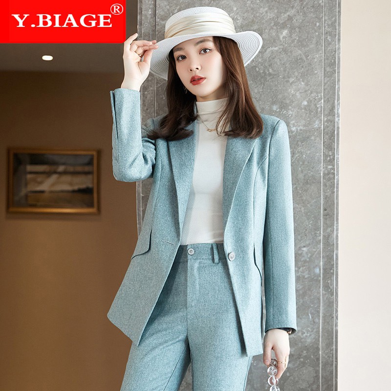 Pantalones de dos piezas para mujer de alta calidad: conjunto formal de 2  trajes de negocios para mujer con conjuntos de pantalón y top, chaleco azul