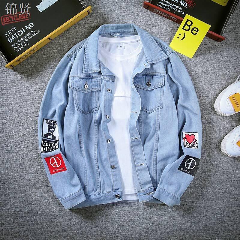 Moda Jaket Lelaki Versi n Coreana Hombres Chaqueta De Mezclilla