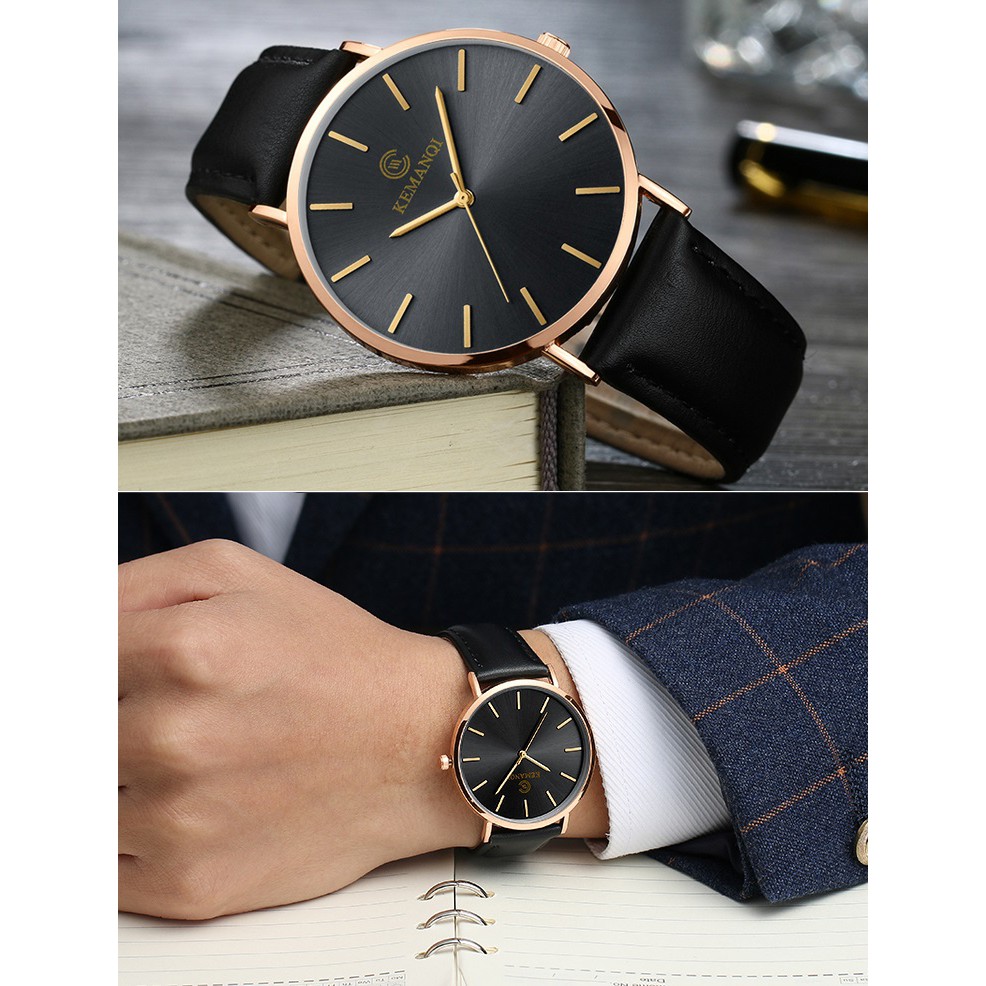 Relojes Hombres Negocios Reloj ultra Delgado Correa De Cuero Tendencia simple Shopee Colombia