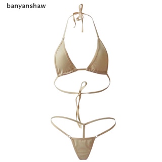 Banyanshaw Mujeres Sexy Micro Tanga G string Brasileño Mini Top Sujetador  Inferior Bikini Trajes De Baño CO