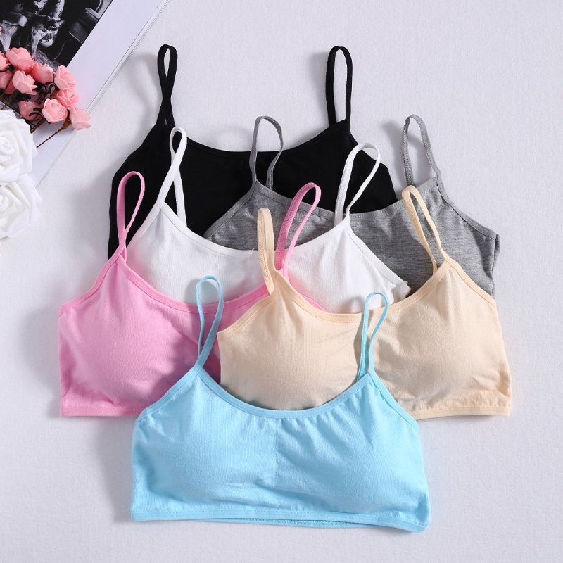 Ropa interior para niñas adolescentes, brasier sólido de algodón acolchado  suave para niñas jóvenes, para yoga, deportes, correr, pequeño brasier de