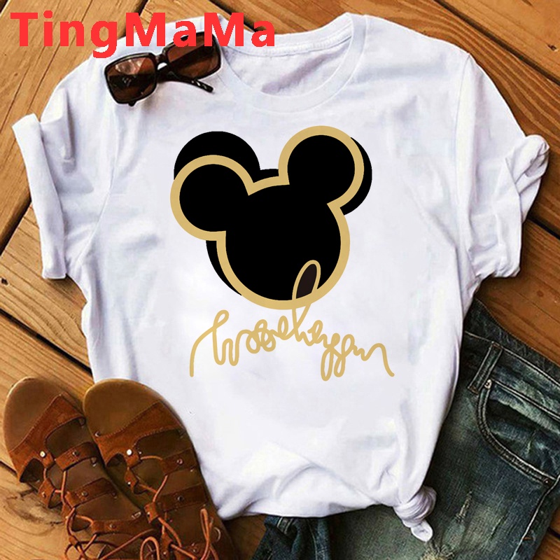 Dibujos Animados Disney Pareja Mickey Minnie Mouse t-shirt Mujer