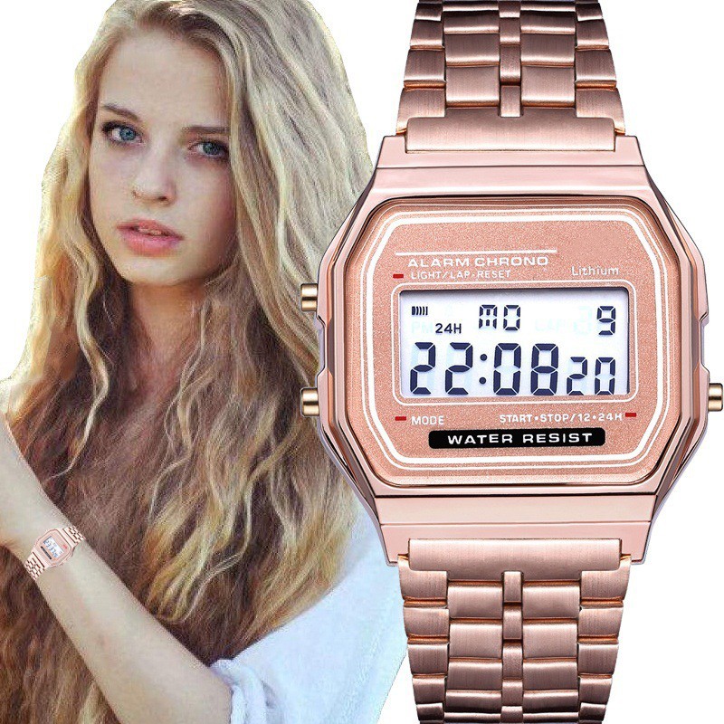 Reloj digital oro discount rosa