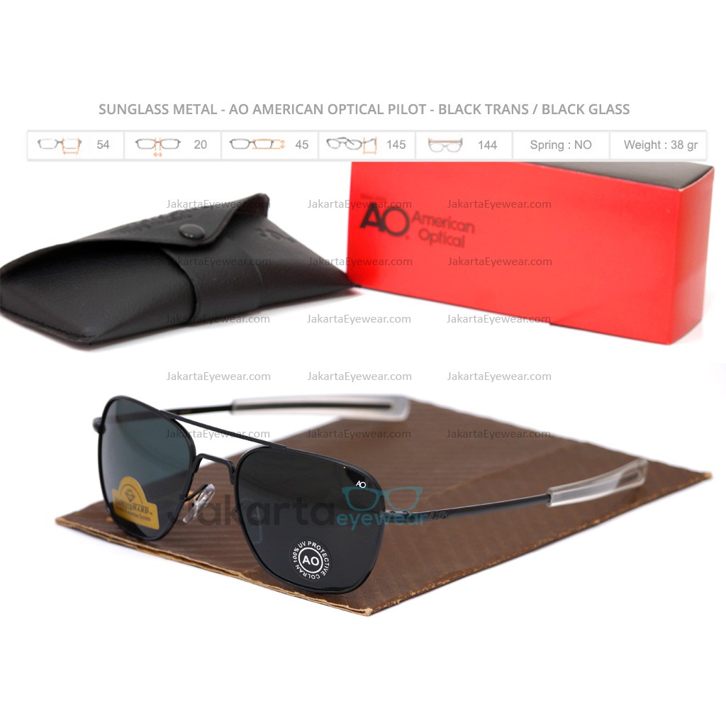 Venta Sunglass Metal AO American Optical Pilot 54 UVX Black