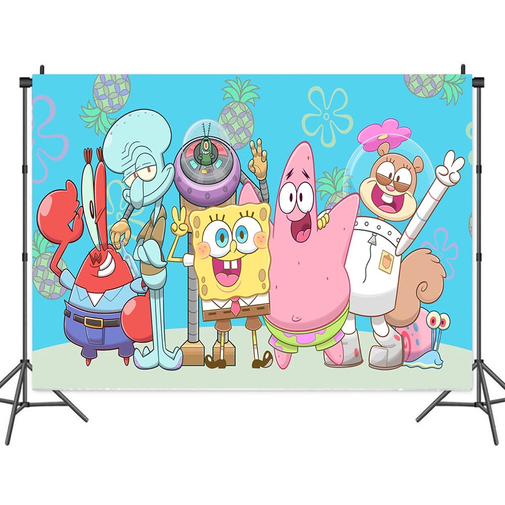 Bob Esponja Squarepants Tema De Dibujos Animados Fotografía Fondo Tela