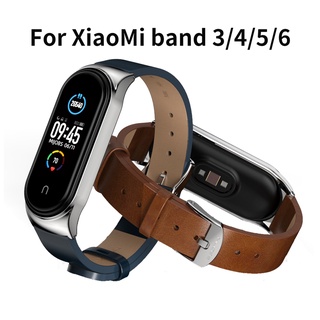 Correa Para Xiaomi Mi Band 6 5 4 3 Cuero Genuino De Repuesto Reloj Banda De  Muñeca Inteligente Accesorios Fit