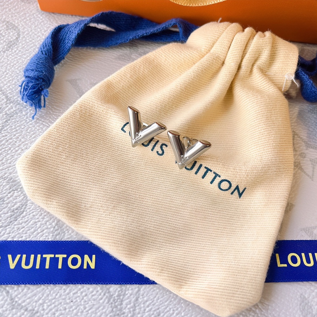 Pendientes LV De Acero De Titanio Con Letras Logo Louis Vuitton Aretes De  Aro Joyería Para Mujer