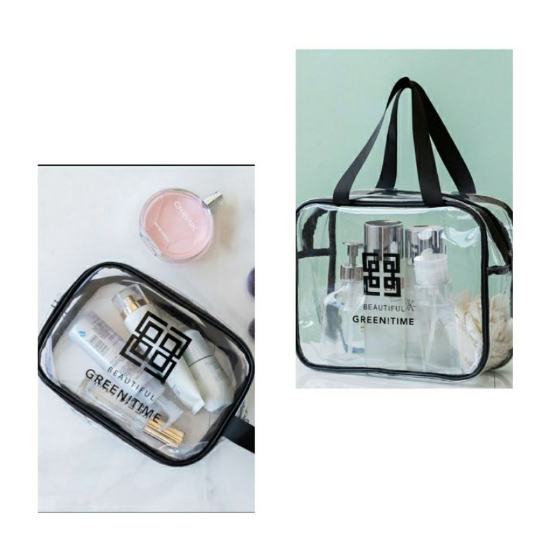 Pack De 2 Bolsas De Maquillaje Transparentes Con Cremallera - Impermeables, Para Viaje (20x8x3.5 Cm)