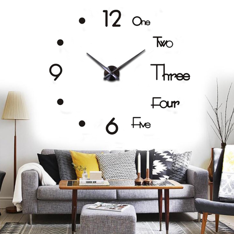 Reloj De Pared 3D Simple Silencioso De Gran Tamano Creativo DIY Pegatina Decoracion Del Hogar Pantalla Tiempo Digital Shopee Colombia